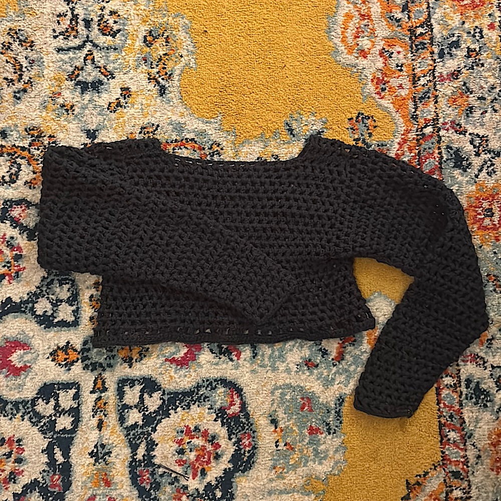 Forest green hand crocheted long sleeve fall sweater